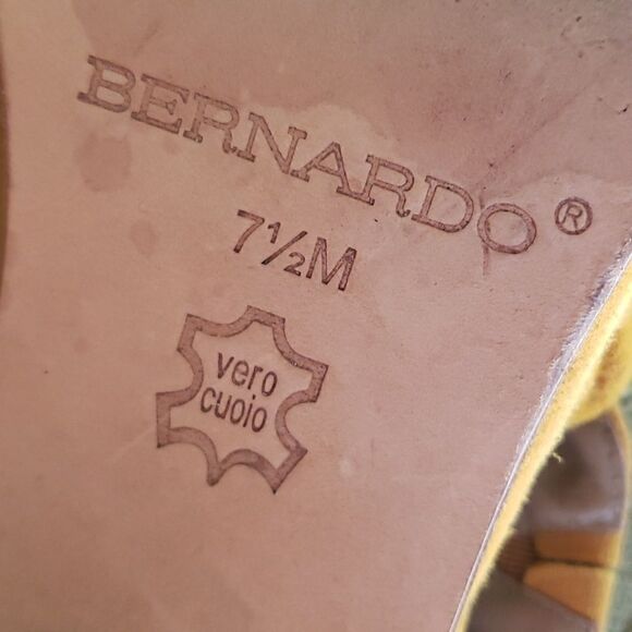 BERNARDO Luna Knotted Sandal Mustard Yellow Open-Toe Leather Suede Bootie 7.5/M - Picture 6 of 7